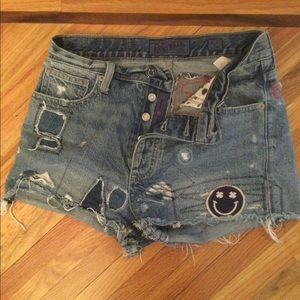 Lucky Brand High Rise SMILEY FACE Denim Shorts